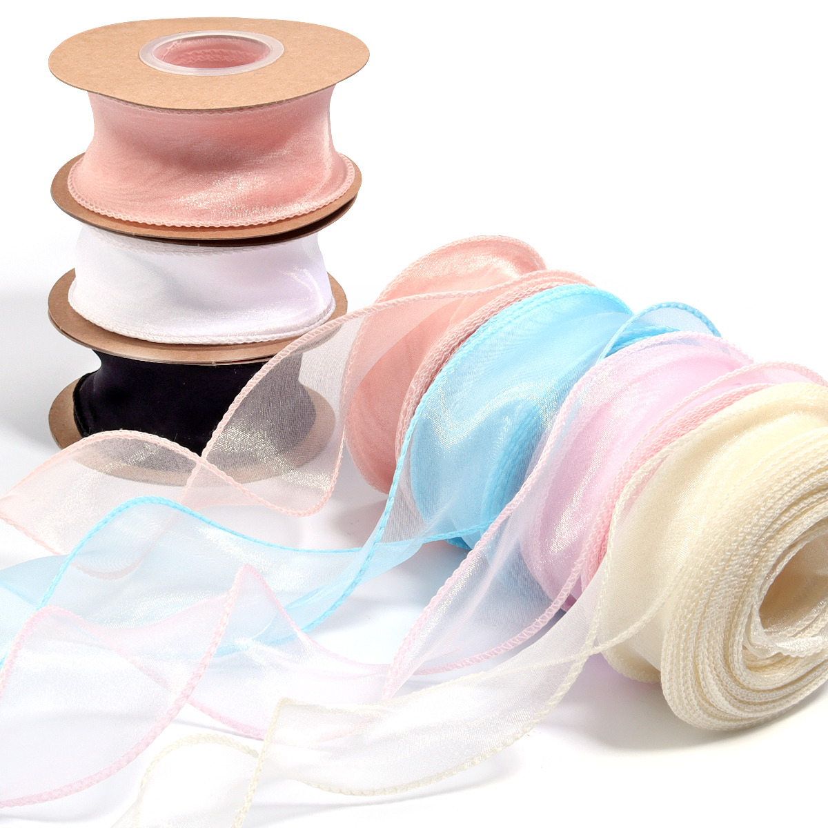 Ribbon Organza Roll - 10yards/roll Sheer Chiffon Ribbon Organza Satin
