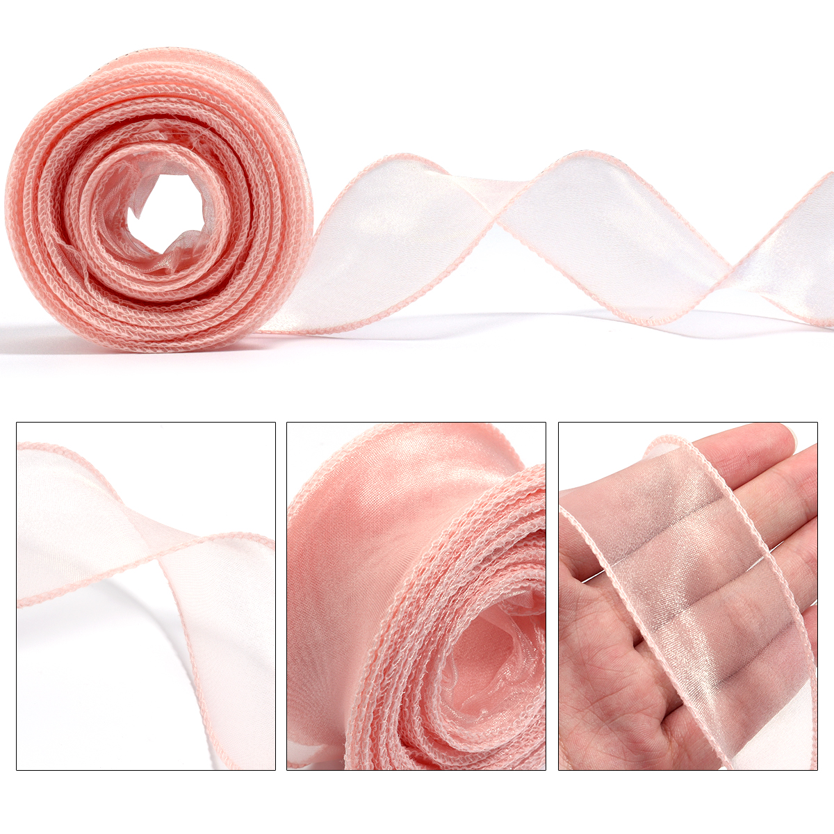 10yards/roll Sheer Chiffon Rib – Ribbon Organza Roll recenzja i cena