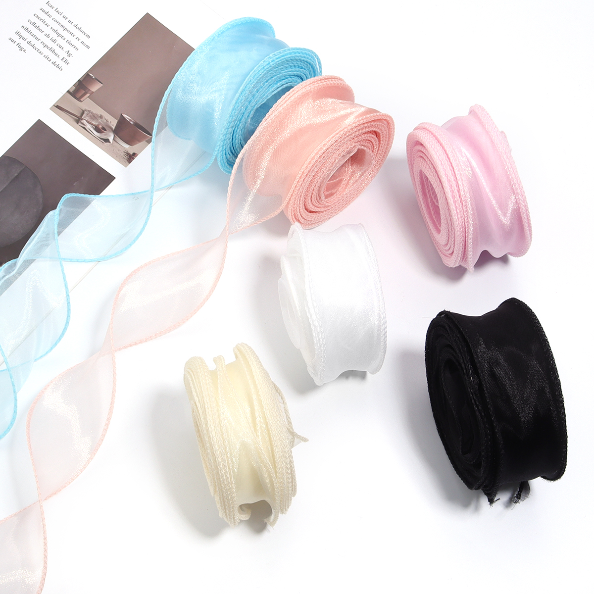 10yards/roll Sheer Chiffon Rib – Ribbon Organza Roll recenzja i cena